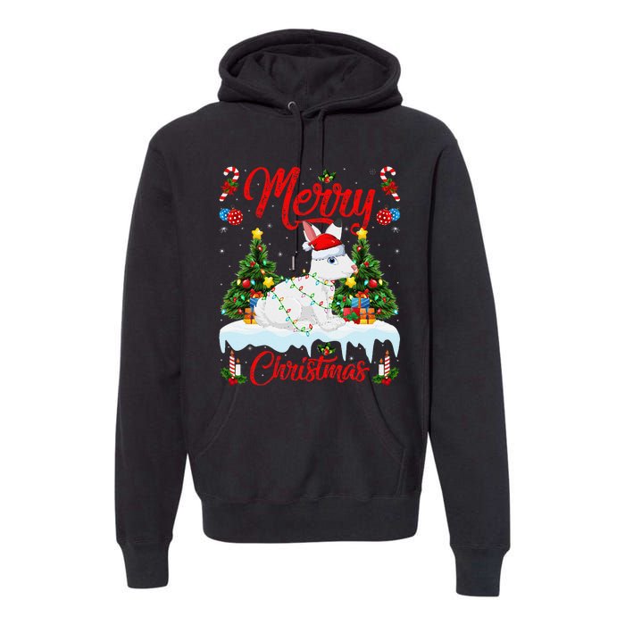 Arctic Hare Merry Christmas Tree Lights Arctic Hare Xmas Premium Hoodie