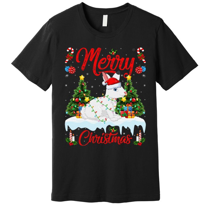 Arctic Hare Merry Christmas Tree Lights Arctic Hare Xmas Premium T-Shirt