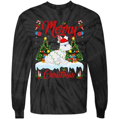 Arctic Hare Merry Christmas Tree Lights Arctic Hare Xmas Tie-Dye Long Sleeve Shirt