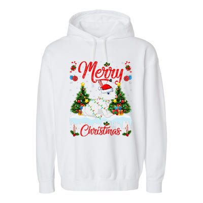 Arctic Hare Merry Christmas Tree Lights Arctic Hare Xmas Garment-Dyed Fleece Hoodie