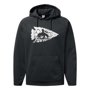 Arrowhead Hunting Native American Relic Hunter Arrowhead Performance Fleece Hoodie