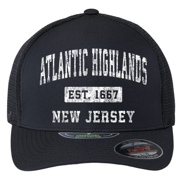 Atlantic Highlands New Jersey Nj Vintage Established Sports Flexfit Unipanel Trucker Cap