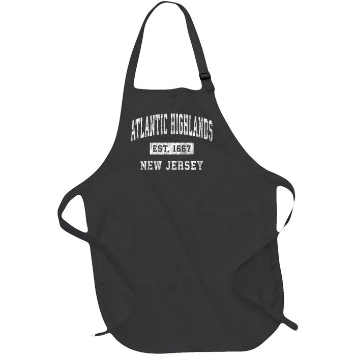 Atlantic Highlands New Jersey Nj Vintage Established Sports Full-Length Apron With Pockets