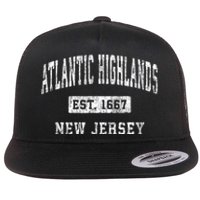 Atlantic Highlands New Jersey Nj Vintage Established Sports Flat Bill Trucker Hat