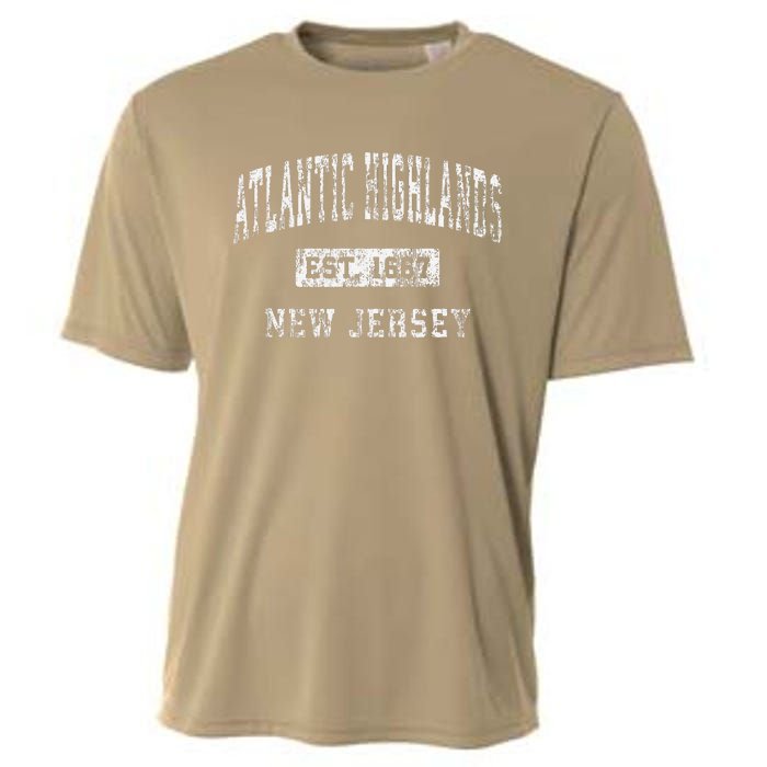 Atlantic Highlands New Jersey Nj Vintage Established Cooling Performance Crew T-Shirt