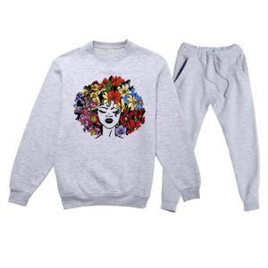 Afro Hair Natural Black History Juneteenth Pride Premium Crewneck Sweatsuit Set