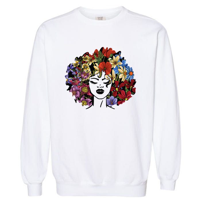 Afro Hair Natural Black History Juneteenth Pride Garment-Dyed Sweatshirt