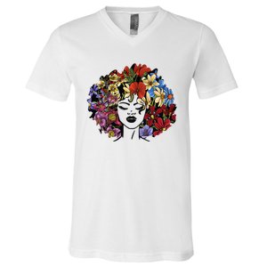 Afro Hair Natural Black History Juneteenth Pride V-Neck T-Shirt