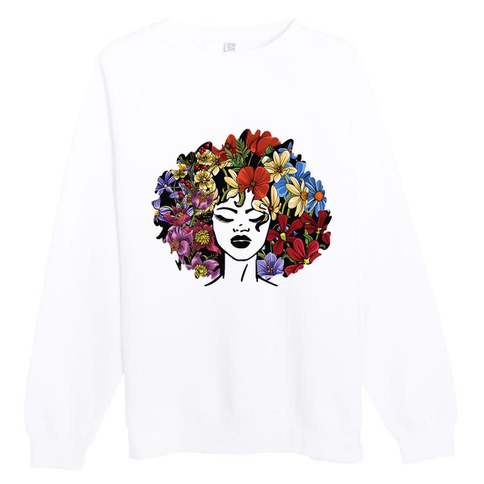 Afro Hair Natural Black History Juneteenth Pride Premium Crewneck Sweatshirt