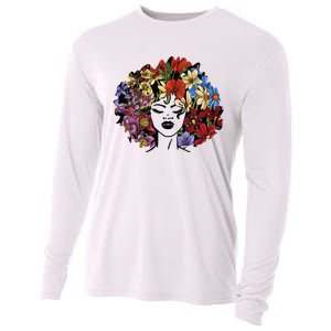 Afro Hair Natural Black History Juneteenth Pride Cooling Performance Long Sleeve Crew