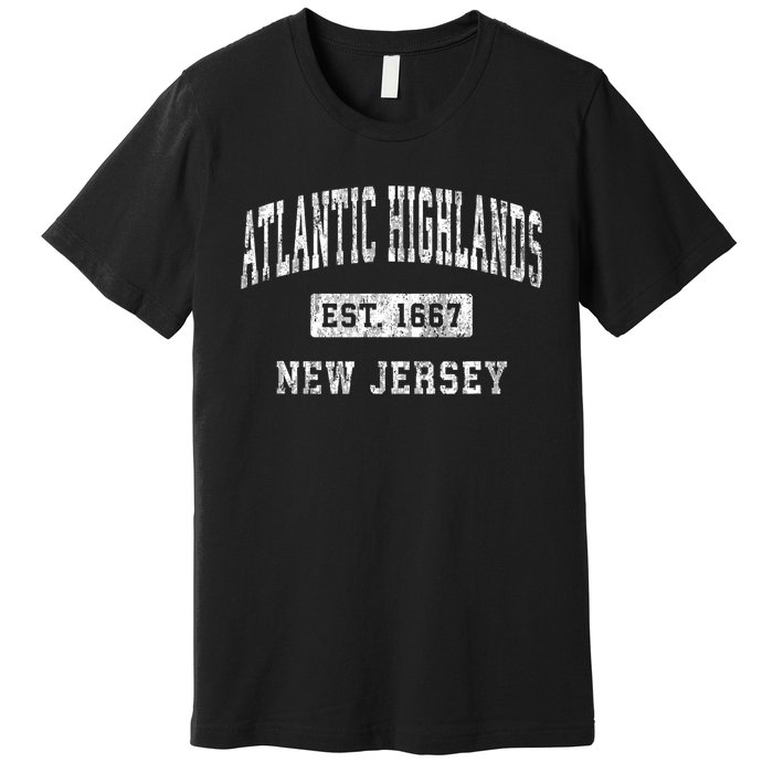 Atlantic Highlands New Jersey Nj Vintage Established Sports Premium T-Shirt