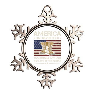 America Has Never Been Too Strong Army Veteran Gift Metallic Star Ornament