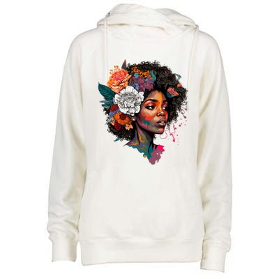 Afro Hair Natural Black History Gift Pride Black Melanin Gift Womens Funnel Neck Pullover Hood