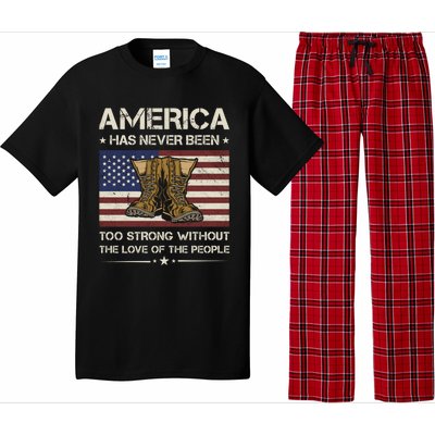 America Has Never Been Too Strong Army Veteran Meaningful Gift Pajama Set