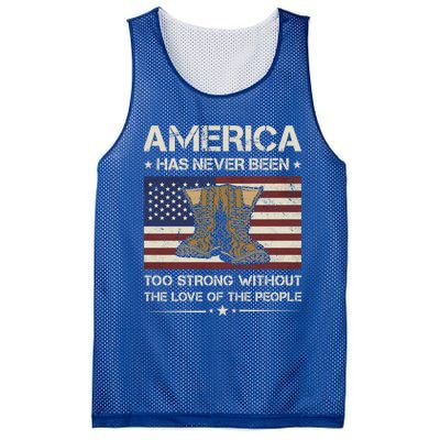 America Has Never Been Too Strong Army Veteran Meaningful Gift Mesh Reversible Basketball Jersey Tank