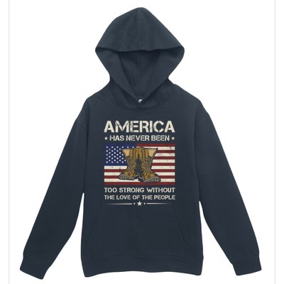 America Has Never Been Too Strong Army Veteran Meaningful Gift Urban Pullover Hoodie