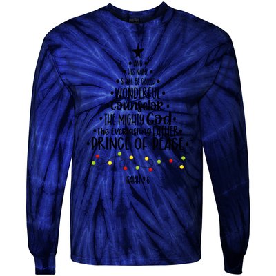 And His Name Shall Be Called Wonderful Counselor Christmas Tree Tie-Dye Long Sleeve Shirt