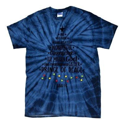 And His Name Shall Be Called Wonderful Counselor Christmas Tree Tie-Dye T-Shirt