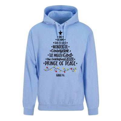 And His Name Shall Be Called Wonderful Counselor Christmas Tree Unisex Surf Hoodie