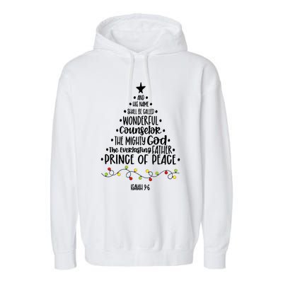 And His Name Shall Be Called Wonderful Counselor Christmas Tree Garment-Dyed Fleece Hoodie