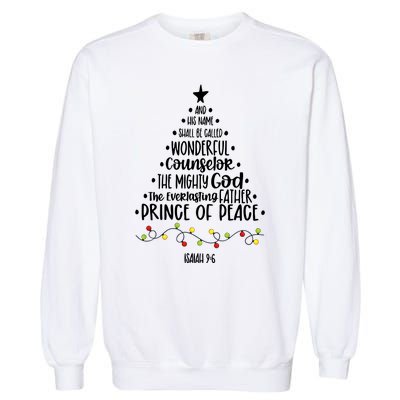 And His Name Shall Be Called Wonderful Counselor Christmas Tree Garment-Dyed Sweatshirt