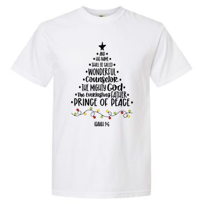 And His Name Shall Be Called Wonderful Counselor Christmas Tree Garment-Dyed Heavyweight T-Shirt