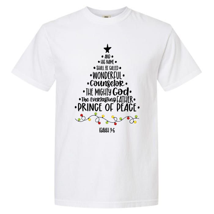 And His Name Shall Be Called Wonderful Counselor Christmas Tree Garment-Dyed Heavyweight T-Shirt