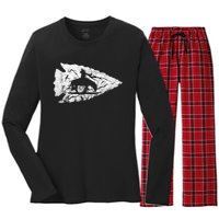 Arrowhead Hunting Native American Relic Hunter Arrowhead Women's Long Sleeve Flannel Pajama Set 