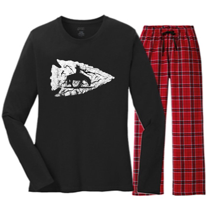 Arrowhead Hunting Native American Relic Hunter Arrowhead Women's Long Sleeve Flannel Pajama Set 