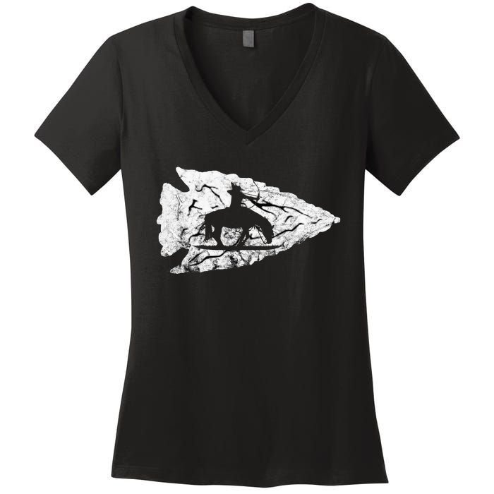 Arrowhead Hunting Native American Relic Hunter Arrowhead Women's V-Neck T-Shirt