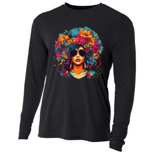 Afro Hair Natural Black History Pride Black Melanin Cooling Performance Long Sleeve Crew