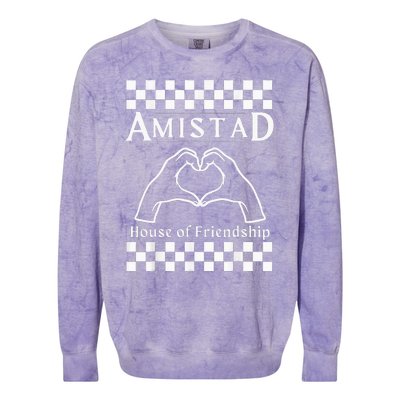 Amistad House Of Friendship Red Retro Groovy Social Amistad Colorblast Crewneck Sweatshirt