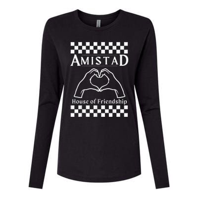 Amistad House Of Friendship Red Retro Groovy Social Amistad Womens Cotton Relaxed Long Sleeve T-Shirt