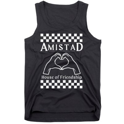 Amistad House Of Friendship Red Retro Groovy Social Amistad Tank Top