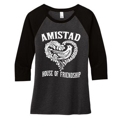 Amistad House Of Friendship Rca Friendly School Spirit Women's Tri-Blend 3/4-Sleeve Raglan Shirt