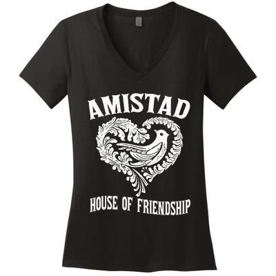 Amistad House Of Friendship Rca Friendly School Spirit Women's V-Neck T-Shirt