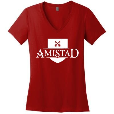 Amistad House Of Friendship House Retro Friendship Women's V-Neck T-Shirt