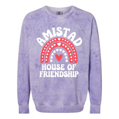 Amistad House Of Friendship Boho Heart Rainbow Colorblast Crewneck Sweatshirt