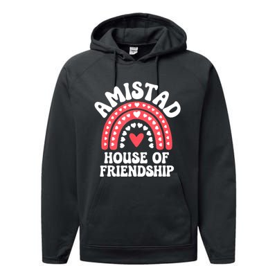 Amistad House Of Friendship Boho Heart Rainbow Performance Fleece Hoodie