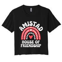 Amistad House Of Friendship Boho Heart Rainbow Women's Crop Top Tee