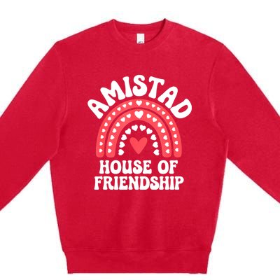 Amistad House Of Friendship Boho Heart Rainbow Premium Crewneck Sweatshirt