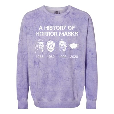 A History Of Horror Masks Halloween And Movie Gift Colorblast Crewneck Sweatshirt