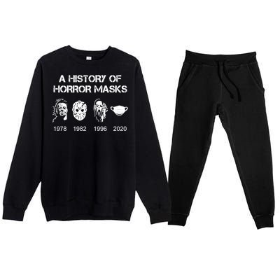 A History Of Horror Masks Halloween And Movie Gift Premium Crewneck Sweatsuit Set