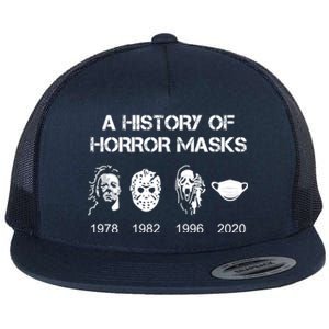 A History Of Horror Masks Halloween And Movie Gift Flat Bill Trucker Hat