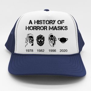 A History Of Horror Masks Halloween And Movie Gift Trucker Hat