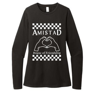 Amistad House Of Friendship Red Retro Groovy Social Amistad Womens CVC Long Sleeve Shirt