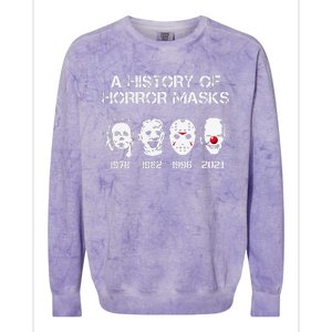 A History Of Horror Masks Halloween Funny Costume Colorblast Crewneck Sweatshirt