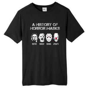 A History Of Horror Masks Halloween Funny Costume Tall Fusion ChromaSoft Performance T-Shirt