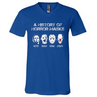 A History Of Horror Masks Halloween Funny Costume V-Neck T-Shirt