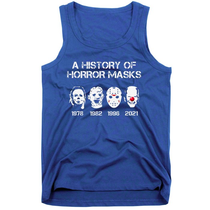 A History Of Horror Masks Halloween Funny Costume Tank Top